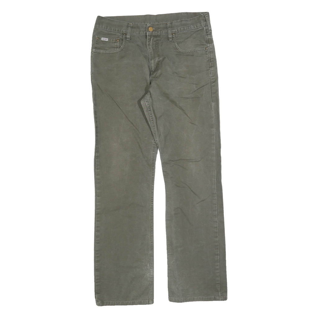 CARHARTT Mens Jeans Green Regular Straight Denim Medium W31 L32 Durable Zip