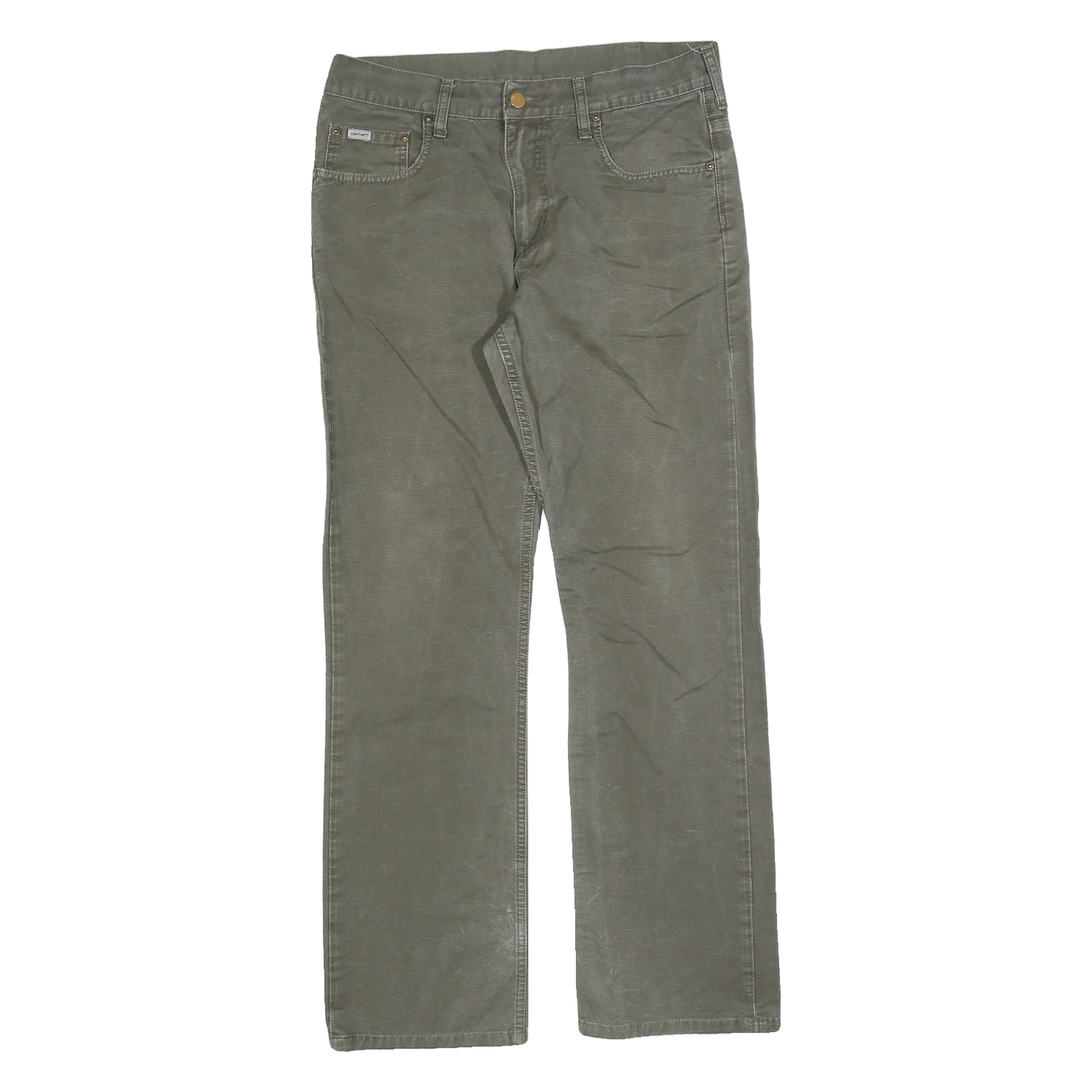 CARHARTT Mens Jeans Green Regular Straight Denim Medium W31 L32 Durable Zip
