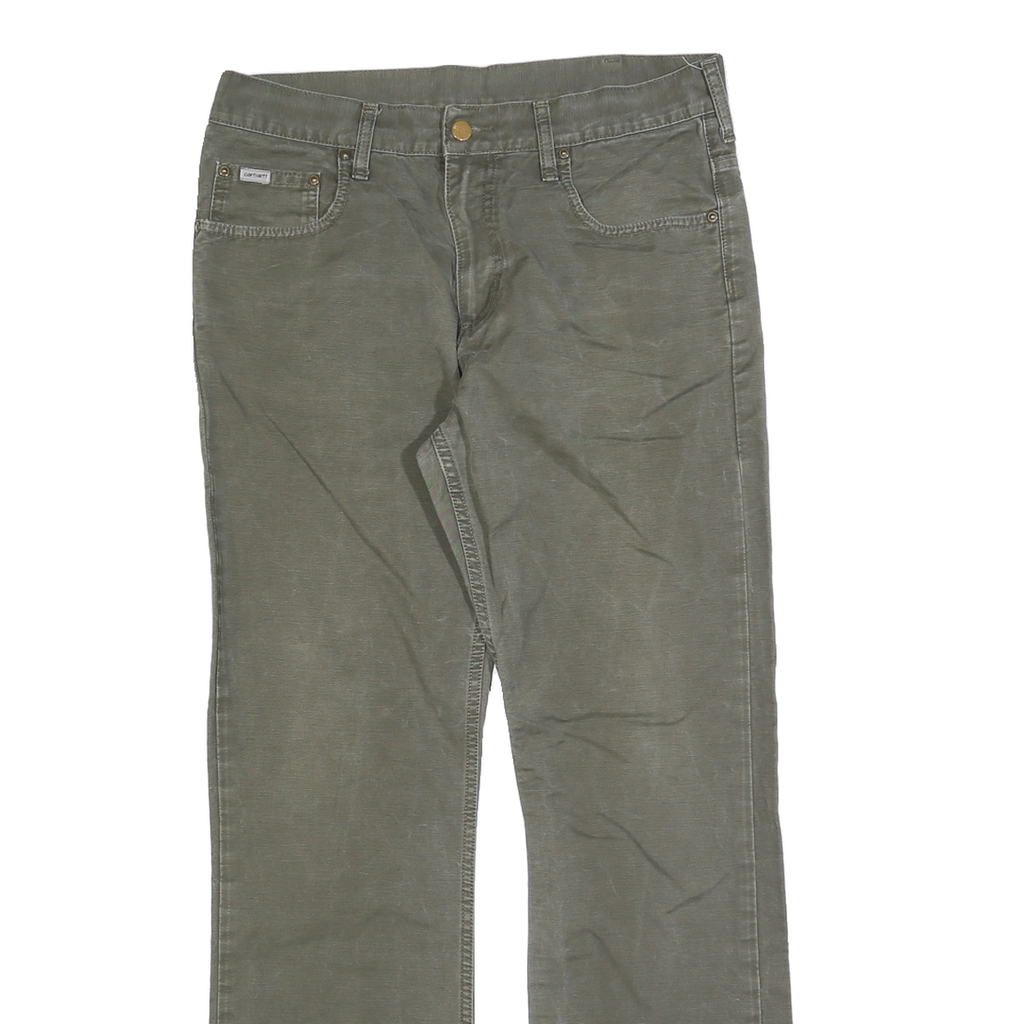 CARHARTT Mens Jeans Green Regular Straight Denim Medium W31 L32 Durable Zip