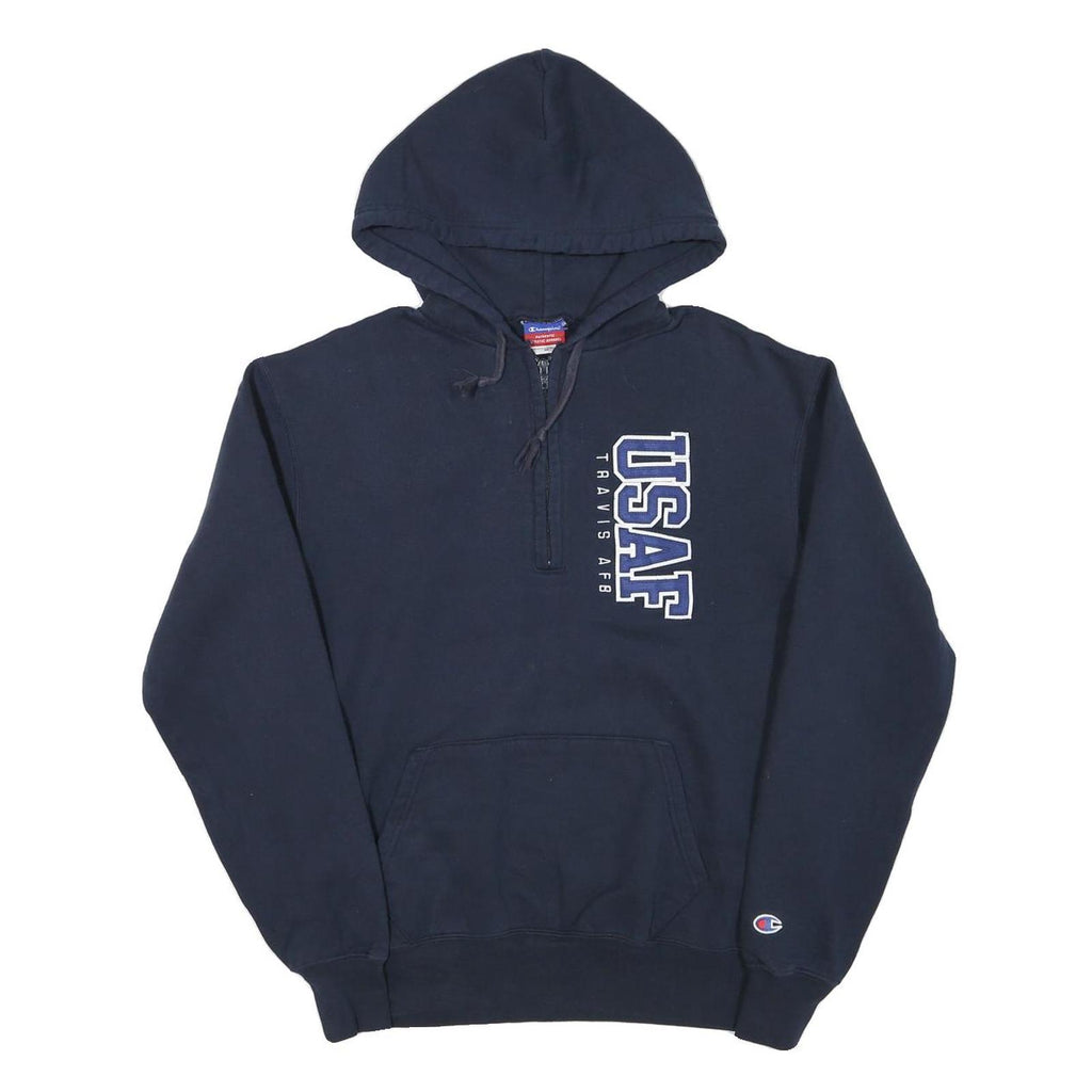 CHAMPION Mens Navy USAF ¼ Zip Hoodie M Cotton Blend Casual Sweatshirt