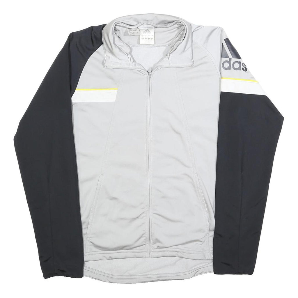 ADIDAS Mens Grey & Black Sports Track Jacket S Polyester Zip Plain