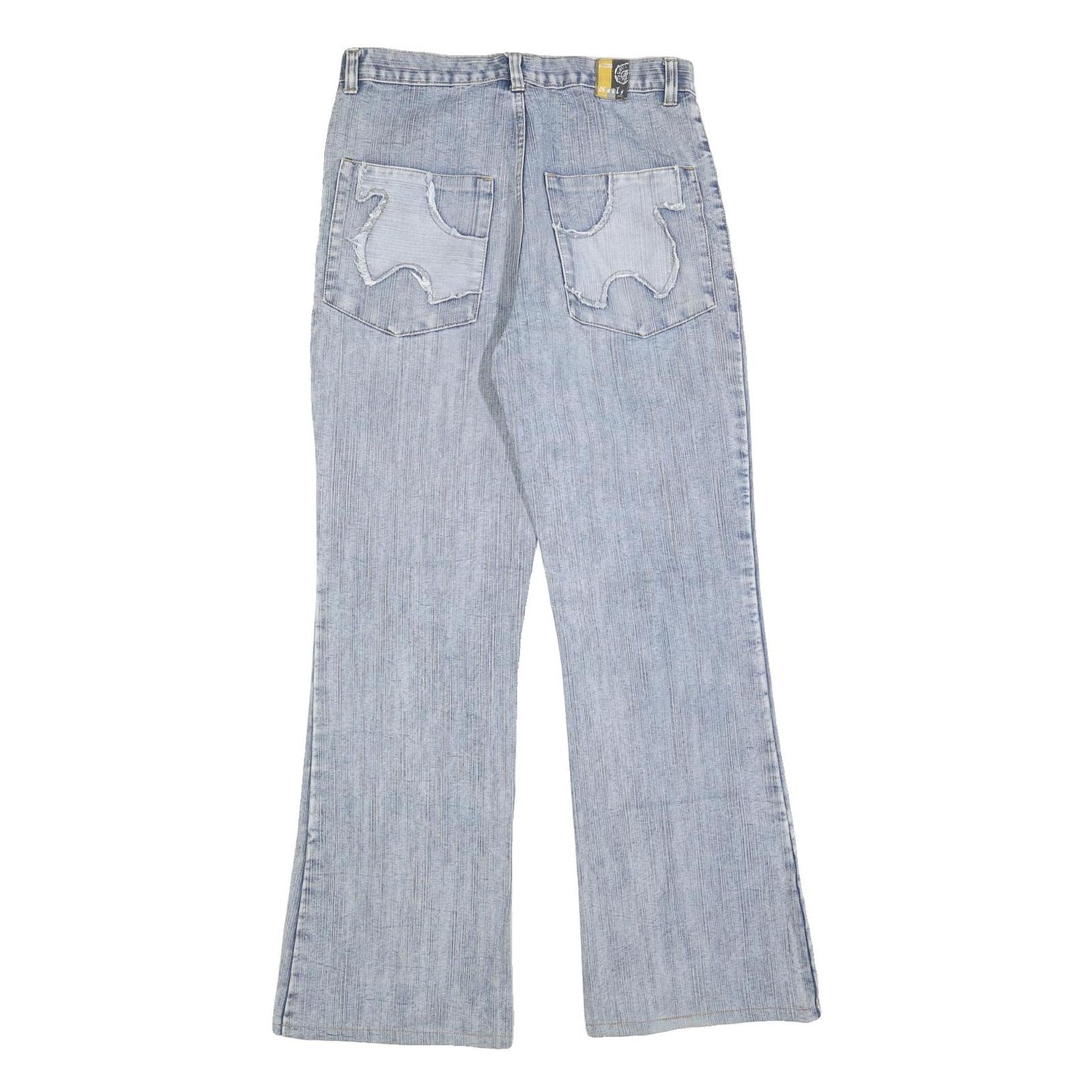 NAILS Womens Jeans Blue Relaxed Flared Denim Light W30 L30 Stylish Casual