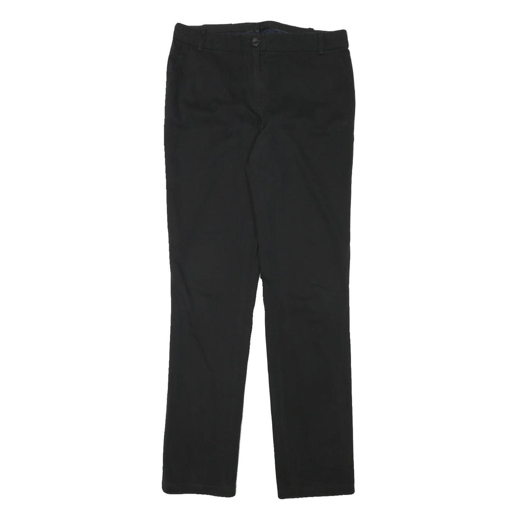 LACOSTE Womens Black Slim Cotton Blend Trousers W30 L32 Zip Casual