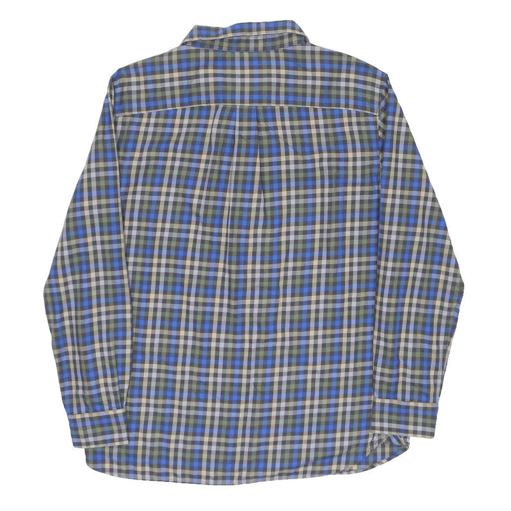 THE NORTH FACE Mens Blue Grey Check Shirt L Casual Cotton Long Sleeve