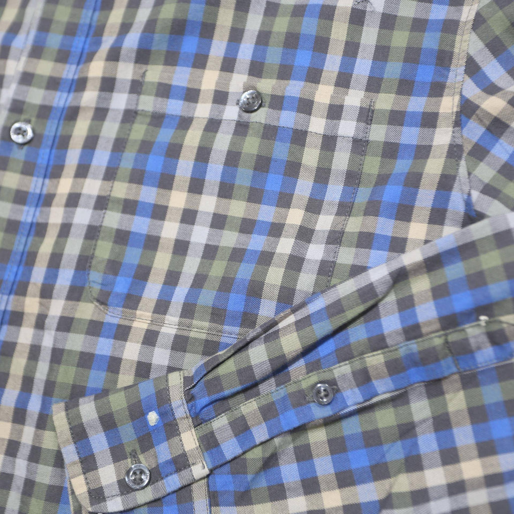 THE NORTH FACE Mens Blue Grey Check Shirt L Casual Cotton Long Sleeve