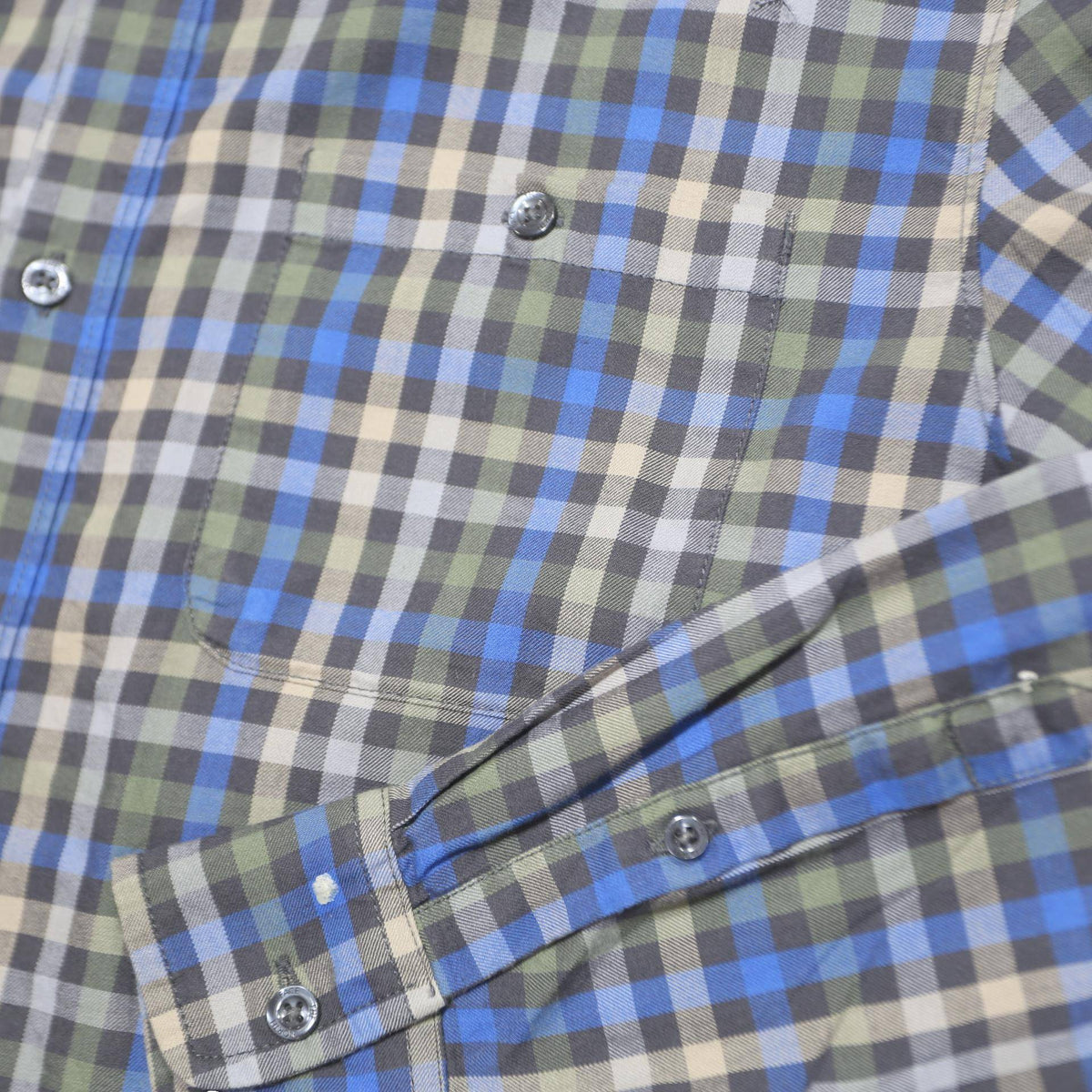 THE NORTH FACE Mens Blue Grey Check Shirt L Casual Cotton Long Sleeve