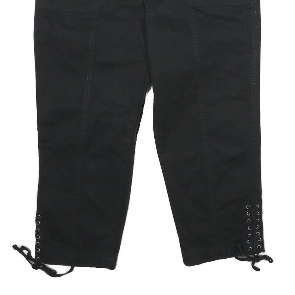 STYLE & CO Womens Black Casual Shorts UK 8 W30 Cotton Blend Lace-Up Hem