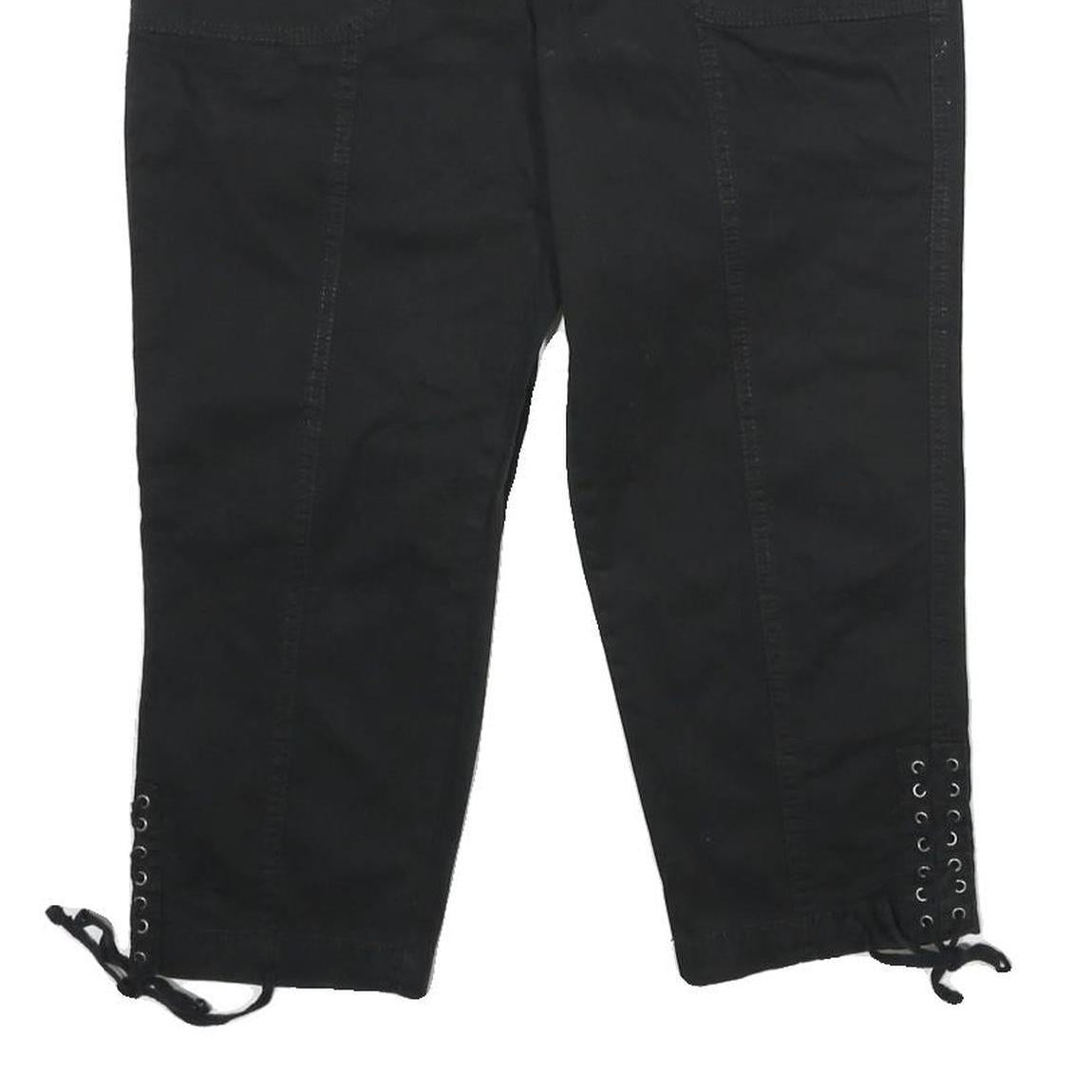 STYLE & CO Womens Black Casual Shorts UK 8 W30 Cotton Blend Lace-Up Hem