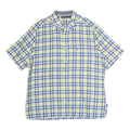 NAUTICA Mens Blue & Yellow Check Shirt L Cotton Short Sleeve Casual Summer