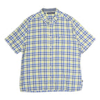 NAUTICA Mens Blue & Yellow Check Shirt L Cotton Short Sleeve Casual Summer