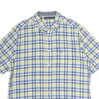 NAUTICA Mens Blue & Yellow Check Shirt L Cotton Short Sleeve Casual Summer