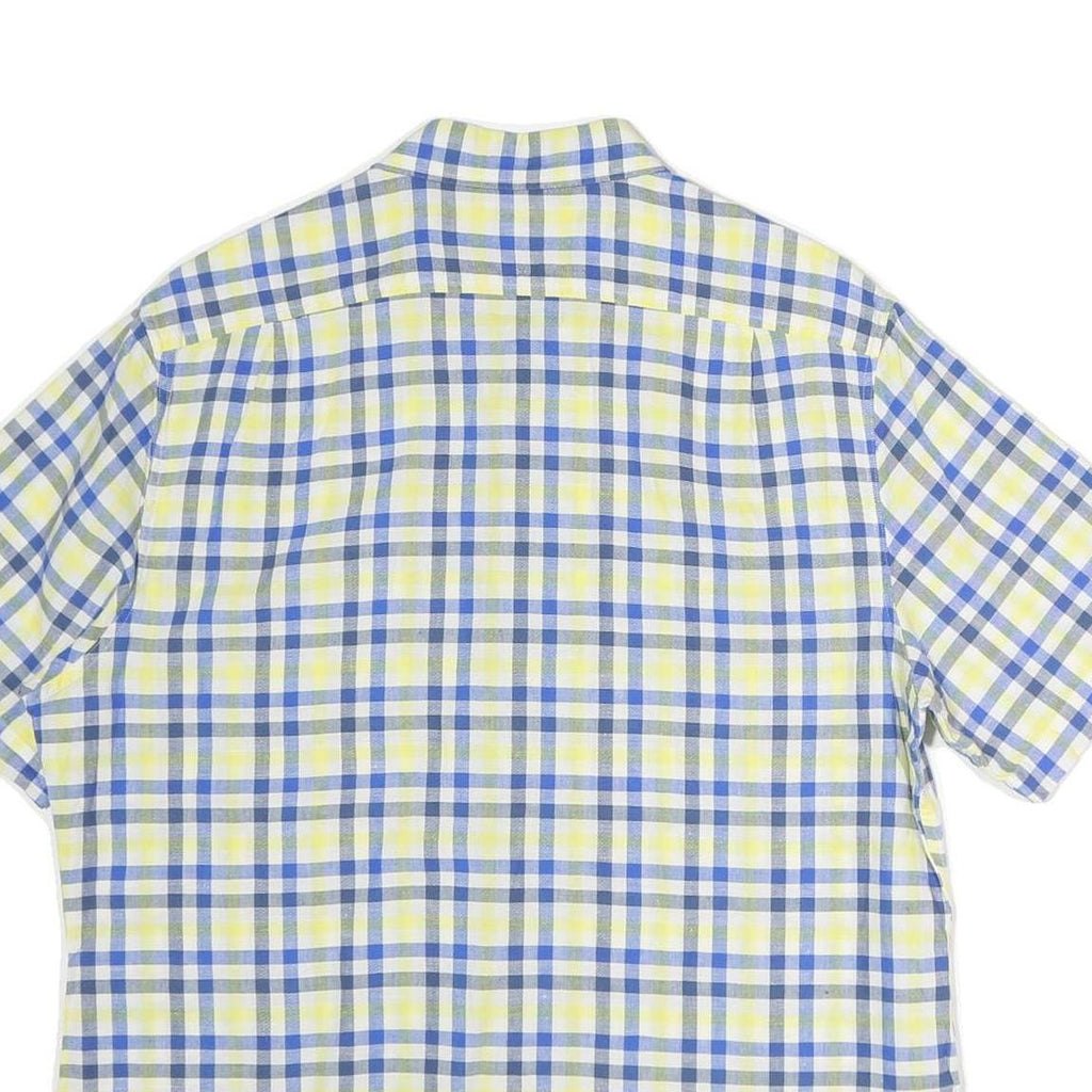 NAUTICA Mens Blue & Yellow Check Shirt L Cotton Short Sleeve Casual Summer