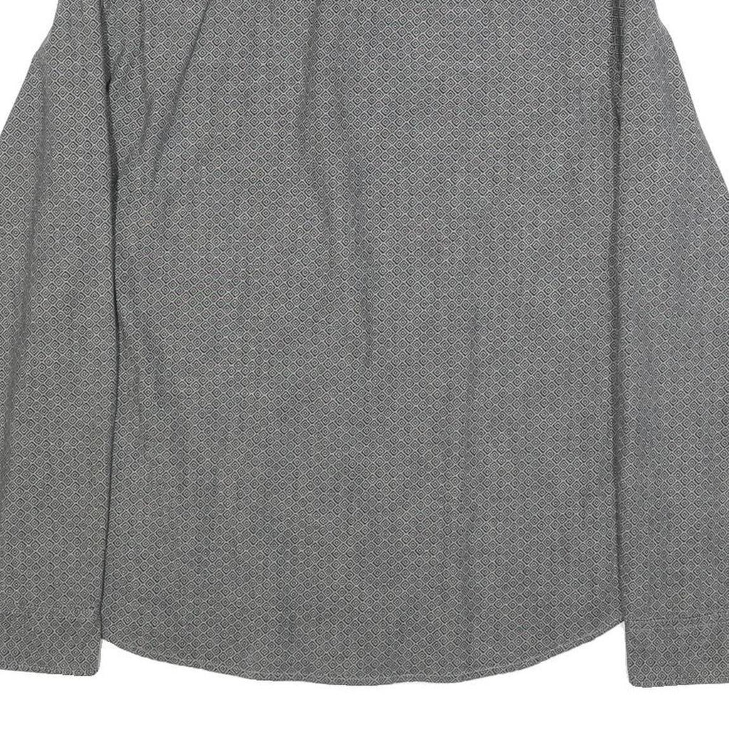 TIMBERLAND Mens Grey Pattern Cotton Shirt M Long Sleeve Button Collar Casual