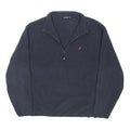 NAUTICA Mens Navy Plain Pullover Quarter Zip Jumper L Polyester Blend Soft Warm