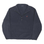 NAUTICA Mens Navy Plain Pullover Quarter Zip Jumper L Polyester Blend Soft Warm