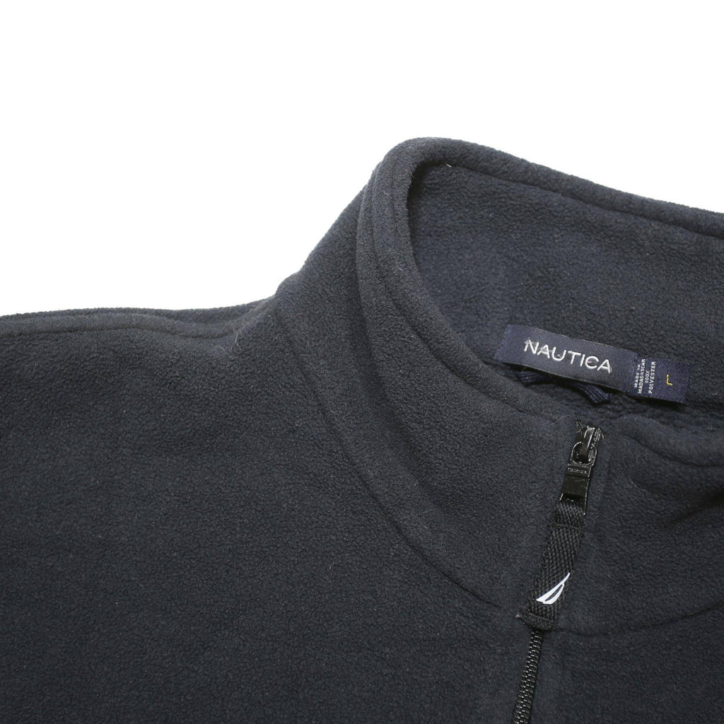 NAUTICA Mens Navy Plain Pullover Quarter Zip Jumper L Polyester Blend Soft Warm