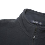 NAUTICA Mens Navy Plain Pullover Quarter Zip Jumper L Polyester Blend Soft Warm