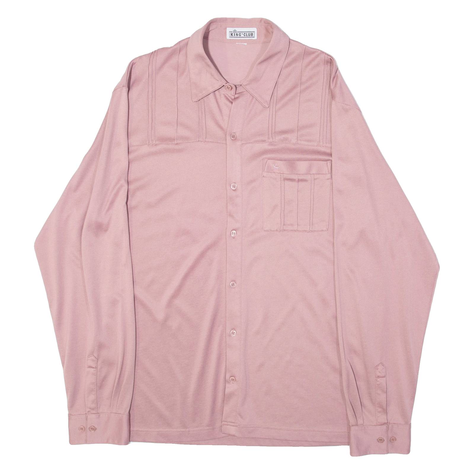 KINGS CLUB Mens Plain Shirt Pink Long Sleeve L