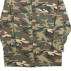 HAODUOYI Mens Green & Brown Camouflage Button Jacket S Cotton Casual Lightweight