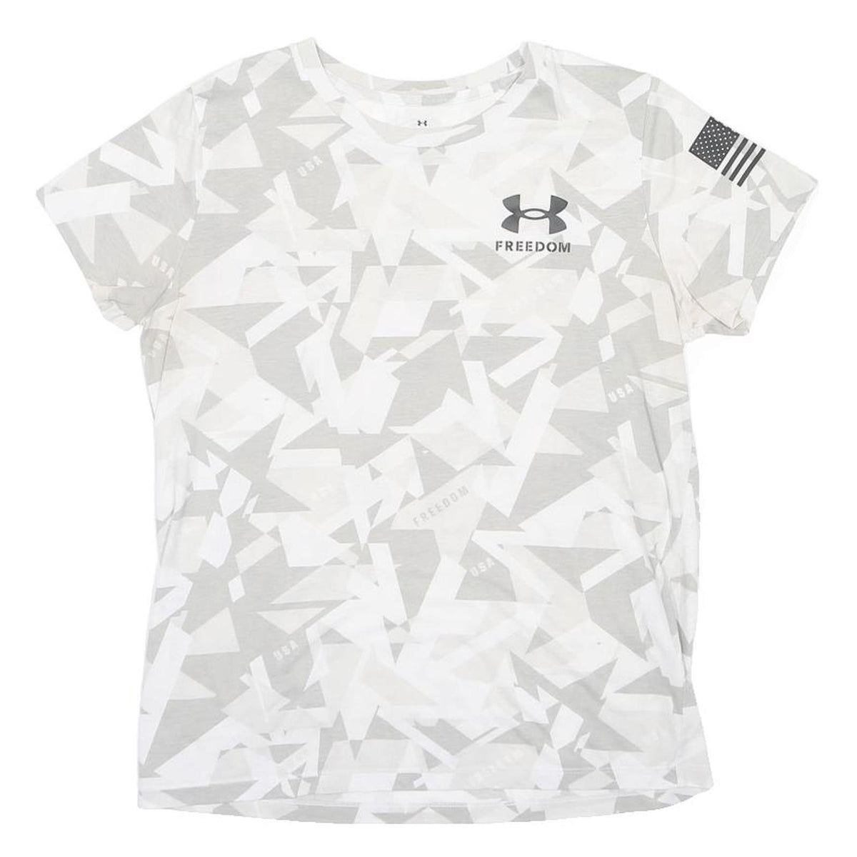 UNDER ARMOUR Mens White & Grey Freedom Graphic T-Shirt M Short Sleeve Crew Neck