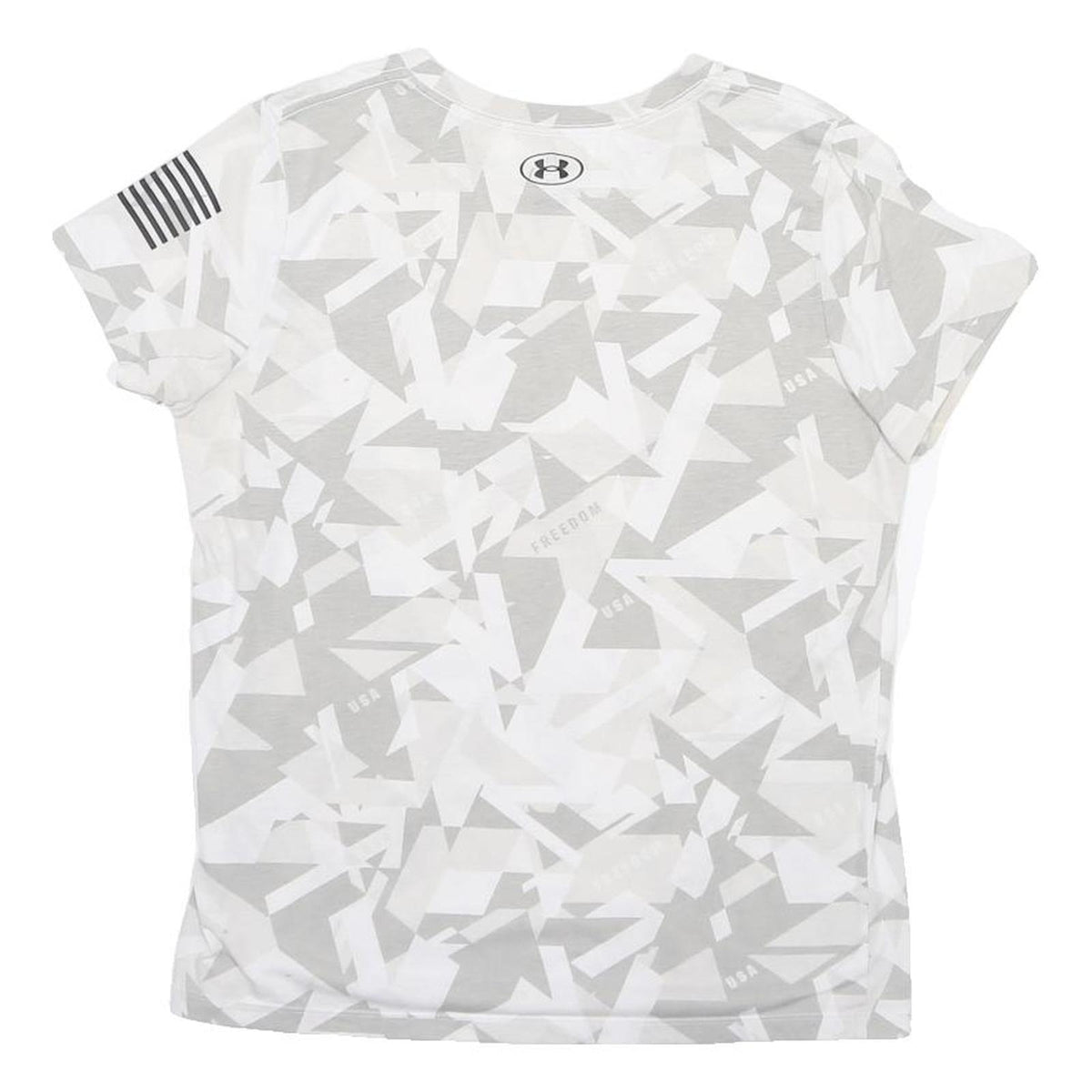UNDER ARMOUR Mens White & Grey Freedom Graphic T-Shirt M Short Sleeve Crew Neck