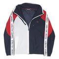 TOMMY HILFIGER Mens Navy Blue & White Red Track Jacket M Polyester Blend Zip