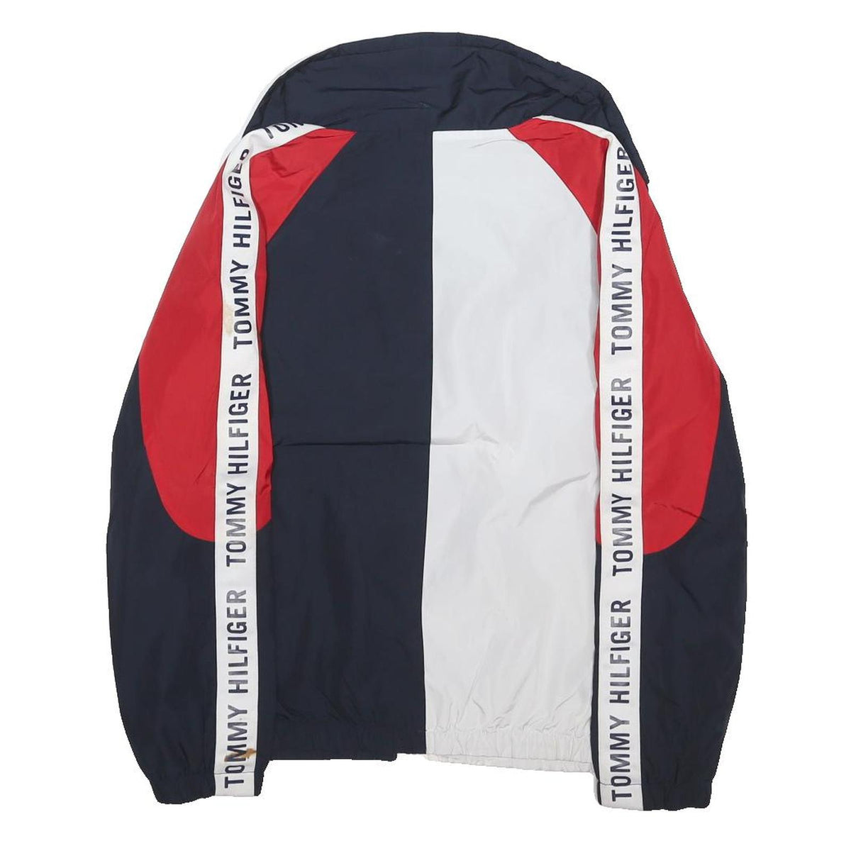 TOMMY HILFIGER Mens Navy Blue & White Red Track Jacket M Polyester Blend Zip