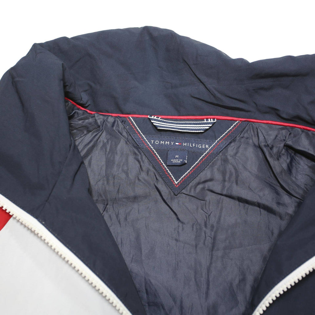 TOMMY HILFIGER Mens Navy Blue & White Red Track Jacket M Polyester Blend Zip