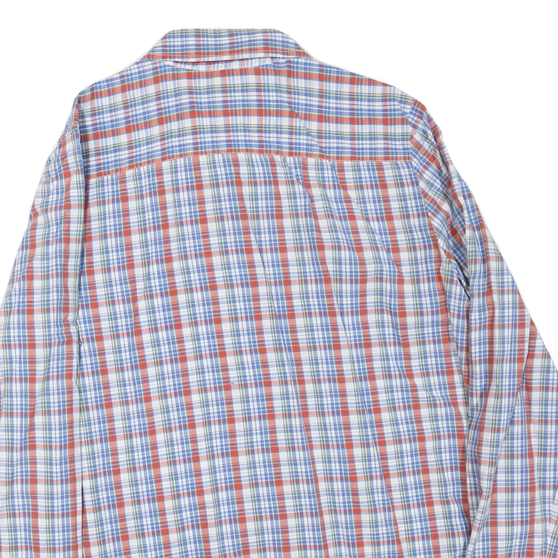 TOMMY HILFIGER Mens Blue & Red Check Shirt L Cotton Blend Classic Fit Casual