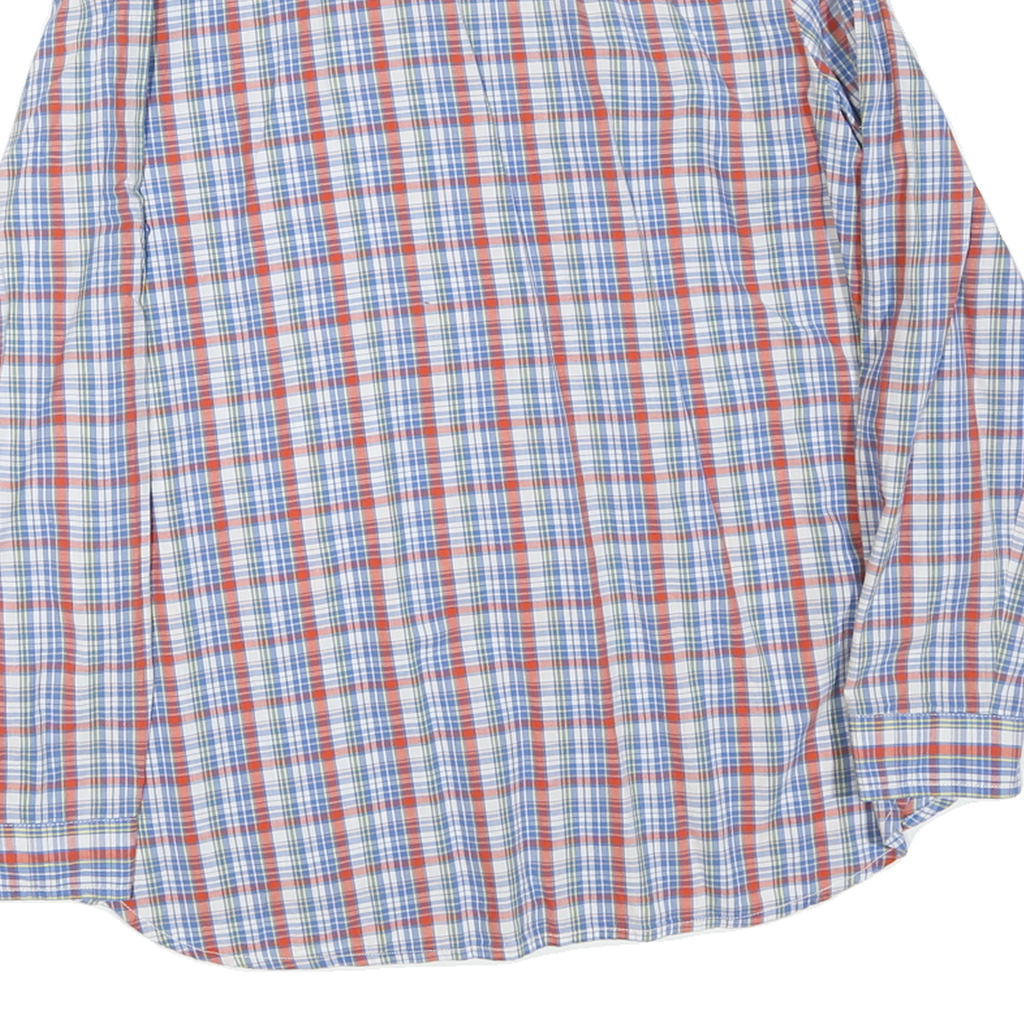 TOMMY HILFIGER Mens Blue & Red Check Shirt L Cotton Blend Classic Fit Casual