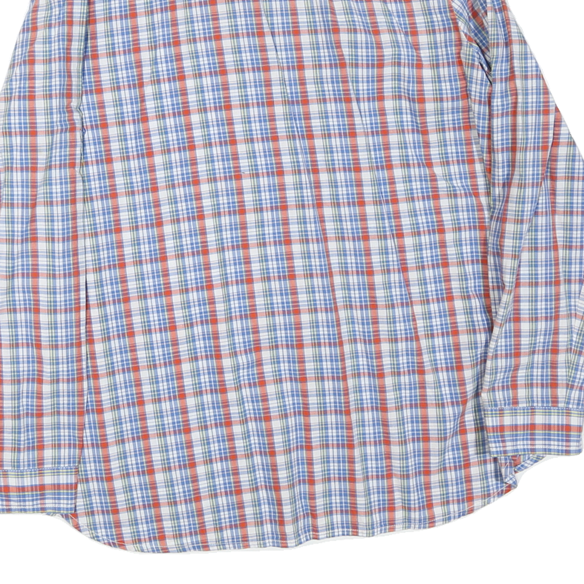 TOMMY HILFIGER Mens Blue & Red Check Shirt L Cotton Blend Classic Fit Casual