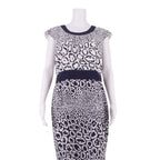 JAEGER Womens Pencil Dress White Animal Print Sleeveless Knee Length UK 14