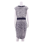 JAEGER Womens Pencil Dress White Animal Print Sleeveless Knee Length UK 14