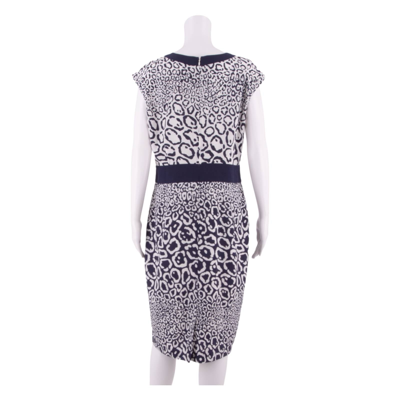 JAEGER Womens Pencil Dress White Animal Print Sleeveless Knee Length UK 14