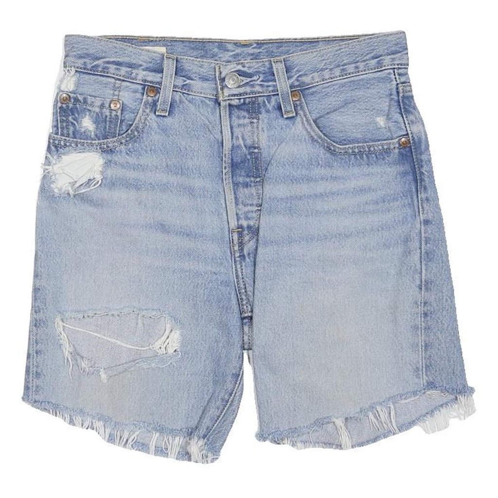 LEVI'S Womens Denim Blue Distressed Casual Shorts S W27 Frayed Hem