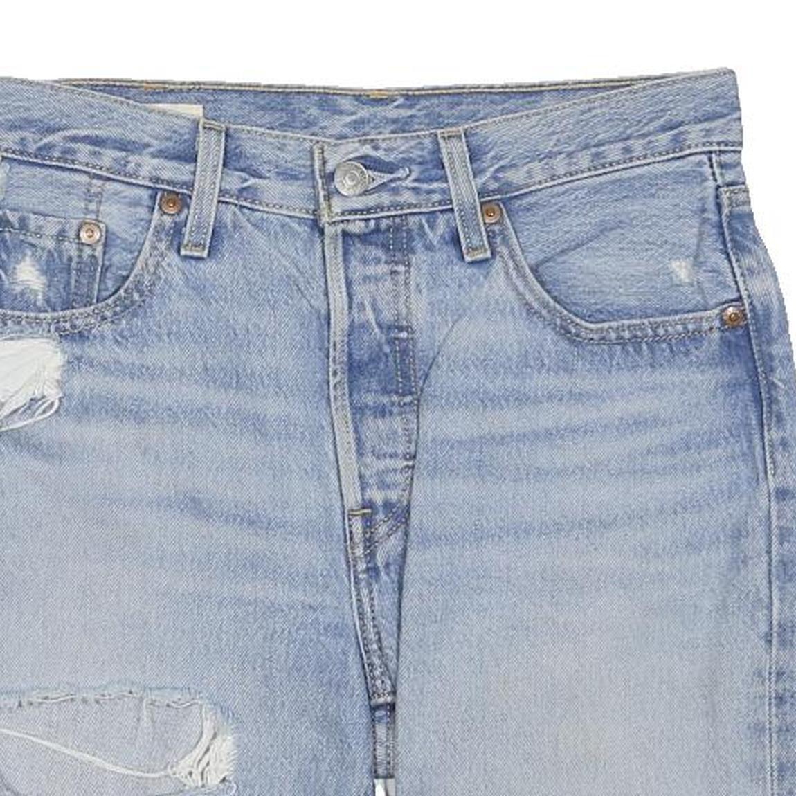 LEVI'S Womens Denim Blue Distressed Casual Shorts S W27 Frayed Hem