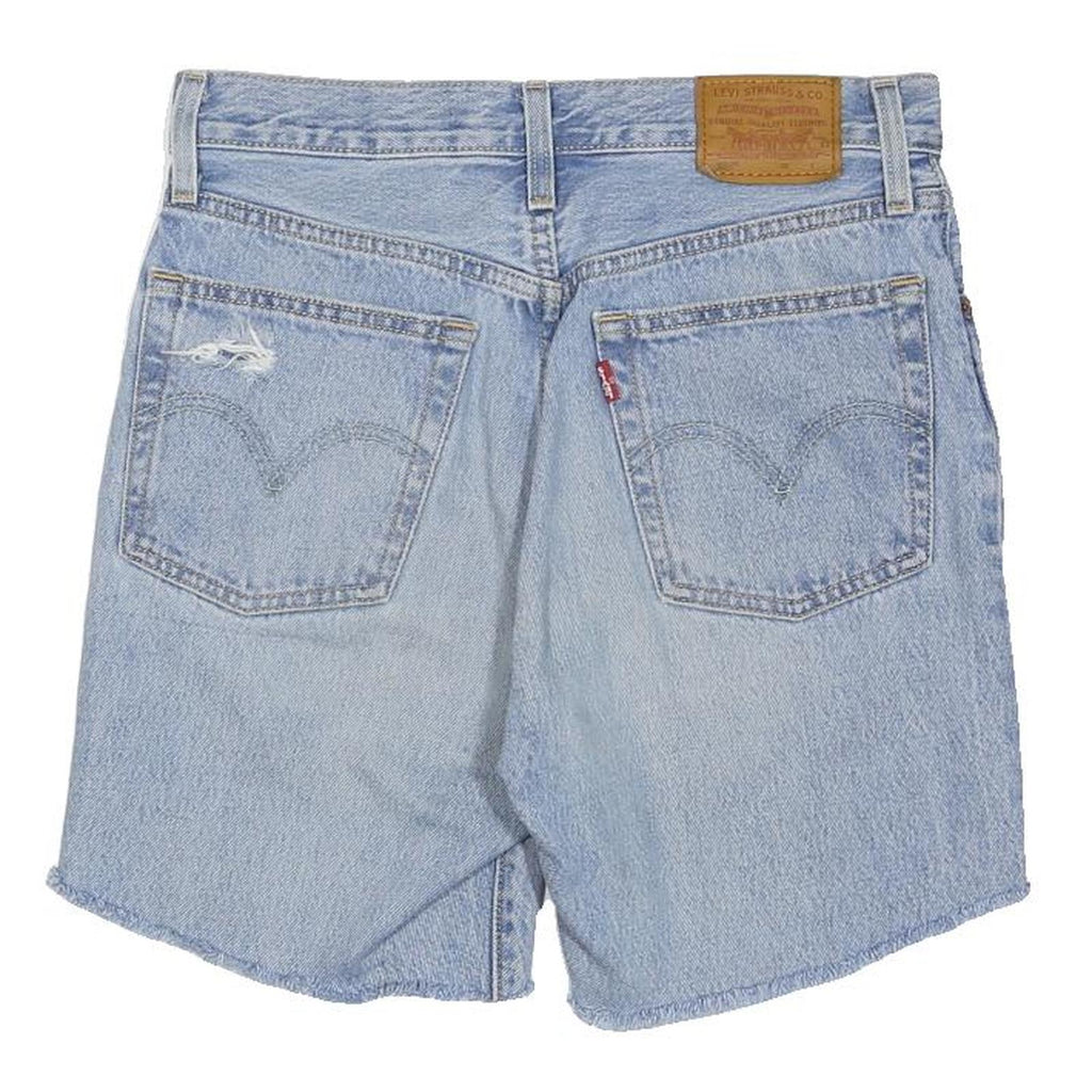 LEVI'S Womens Denim Blue Distressed Casual Shorts S W27 Frayed Hem
