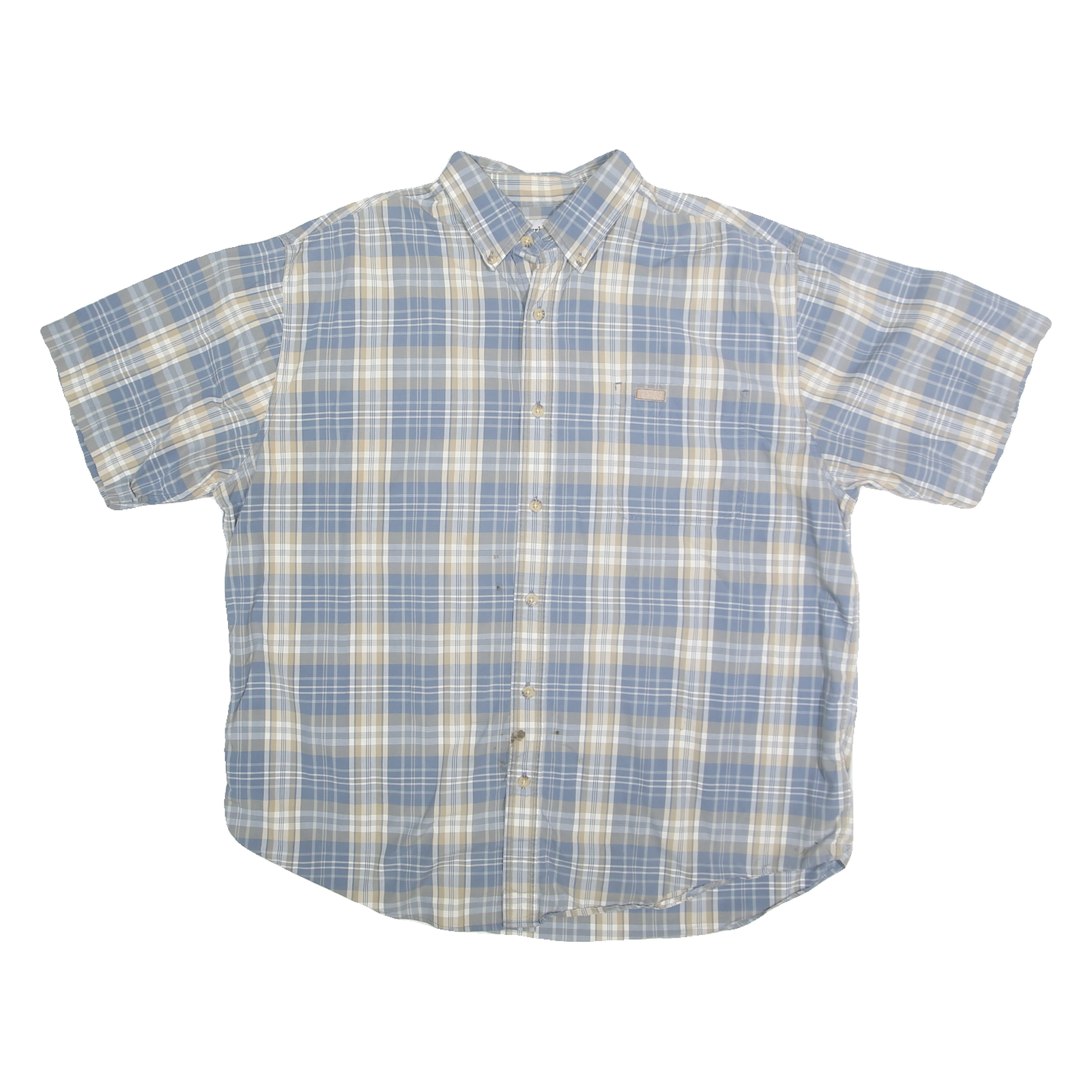 CARHARTT Mens Blue & Cream Check Shirt XL Cotton Blend Short Sleeve Button