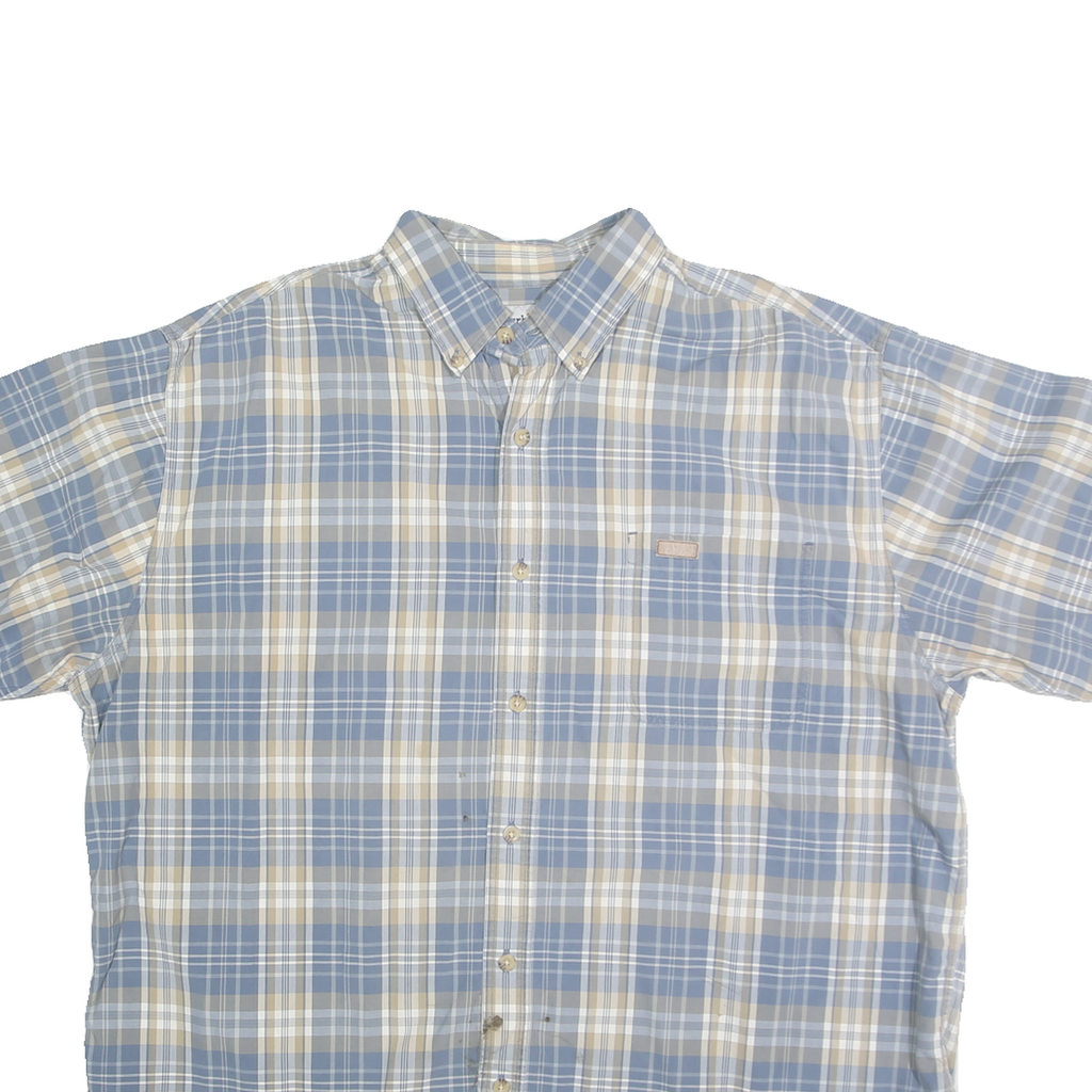 CARHARTT Mens Blue & Cream Check Shirt XL Cotton Blend Short Sleeve Button