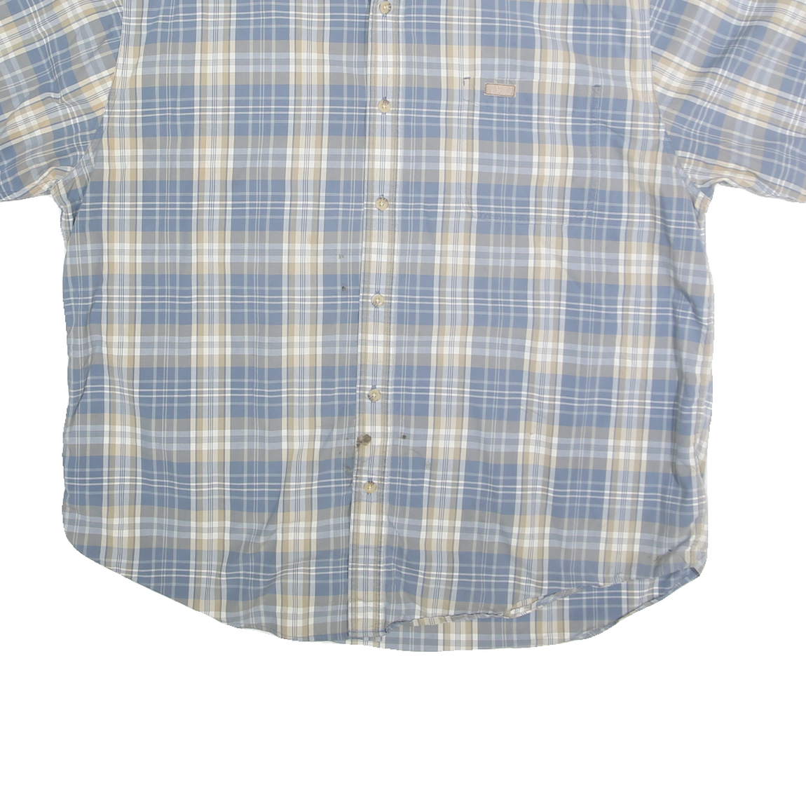 CARHARTT Mens Blue & Cream Check Shirt XL Cotton Blend Short Sleeve Button