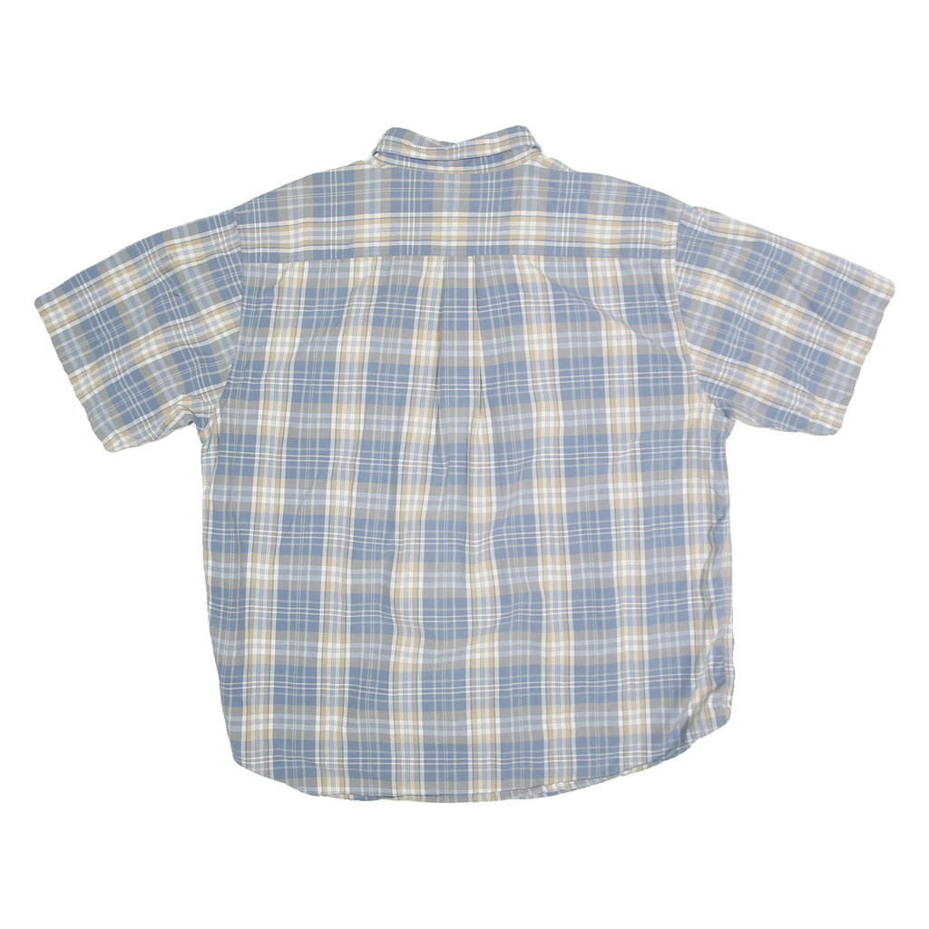 CARHARTT Mens Blue & Cream Check Shirt XL Cotton Blend Short Sleeve Button