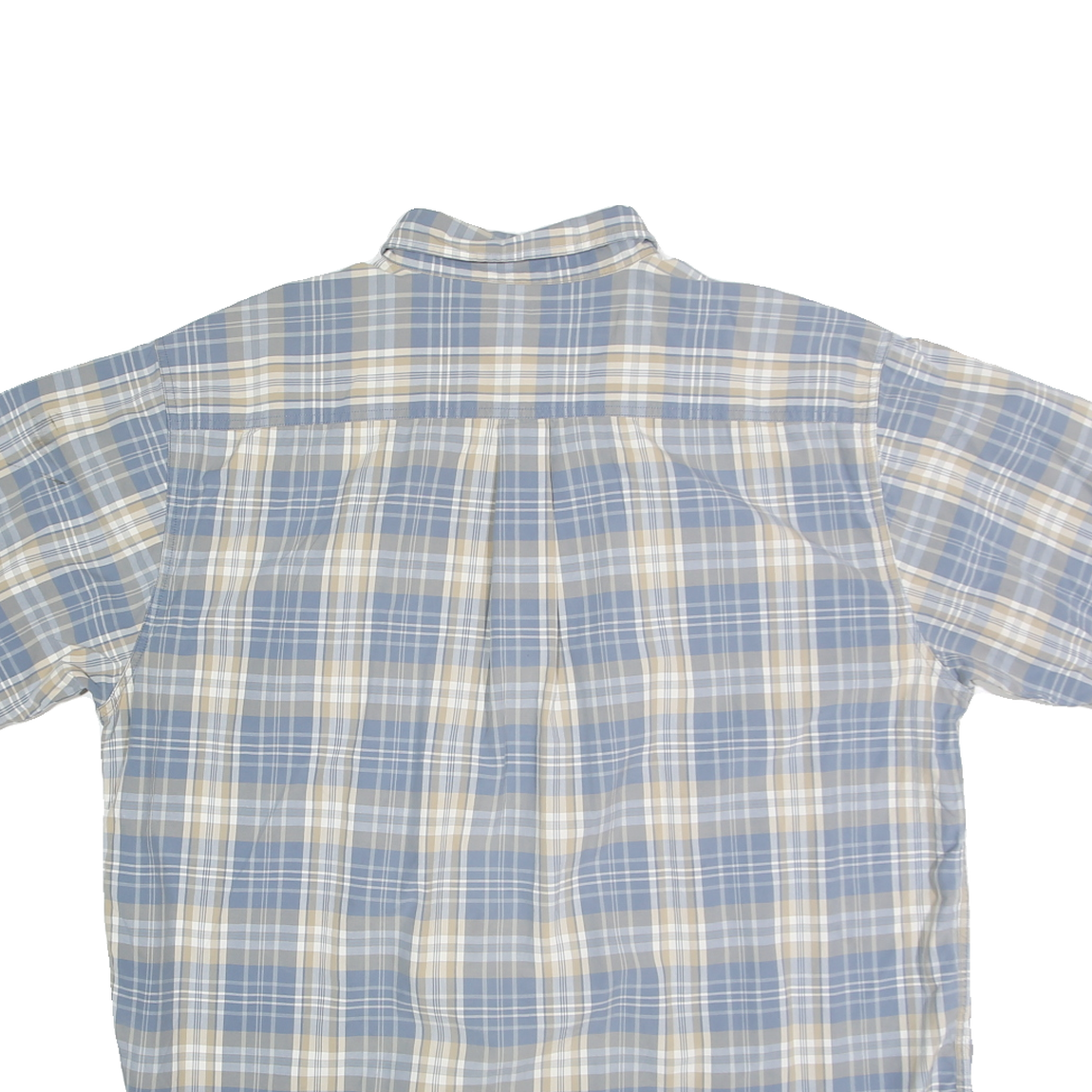 CARHARTT Mens Blue & Cream Check Shirt XL Cotton Blend Short Sleeve Button