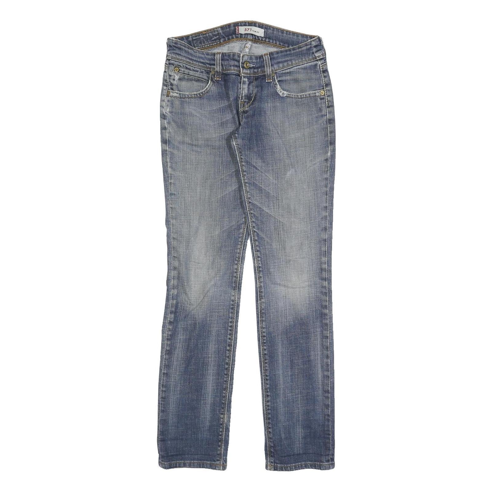 LEVI'S 571 Womens Jeans Blue Slim Straight Denim Medium W28 L32 Stylish