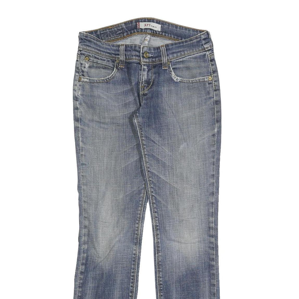 LEVI'S 571 Womens Jeans Blue Slim Straight Denim Medium W28 L32 Stylish