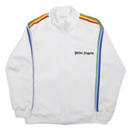 PALM ANGELS Mens White Jacket M Polyester Blend Zip Plain Rainbow Stripe Trim