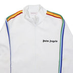 PALM ANGELS Mens White Jacket M Polyester Blend Zip Plain Rainbow Stripe Trim