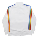 PALM ANGELS Mens White Jacket M Polyester Blend Zip Plain Rainbow Stripe Trim