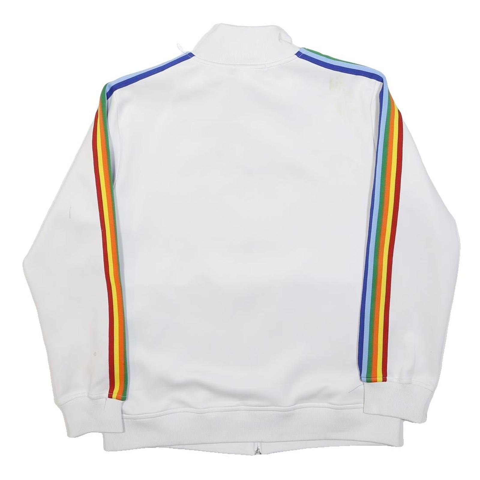 PALM ANGELS Mens White Jacket M Polyester Blend Zip Plain Rainbow Stripe Trim