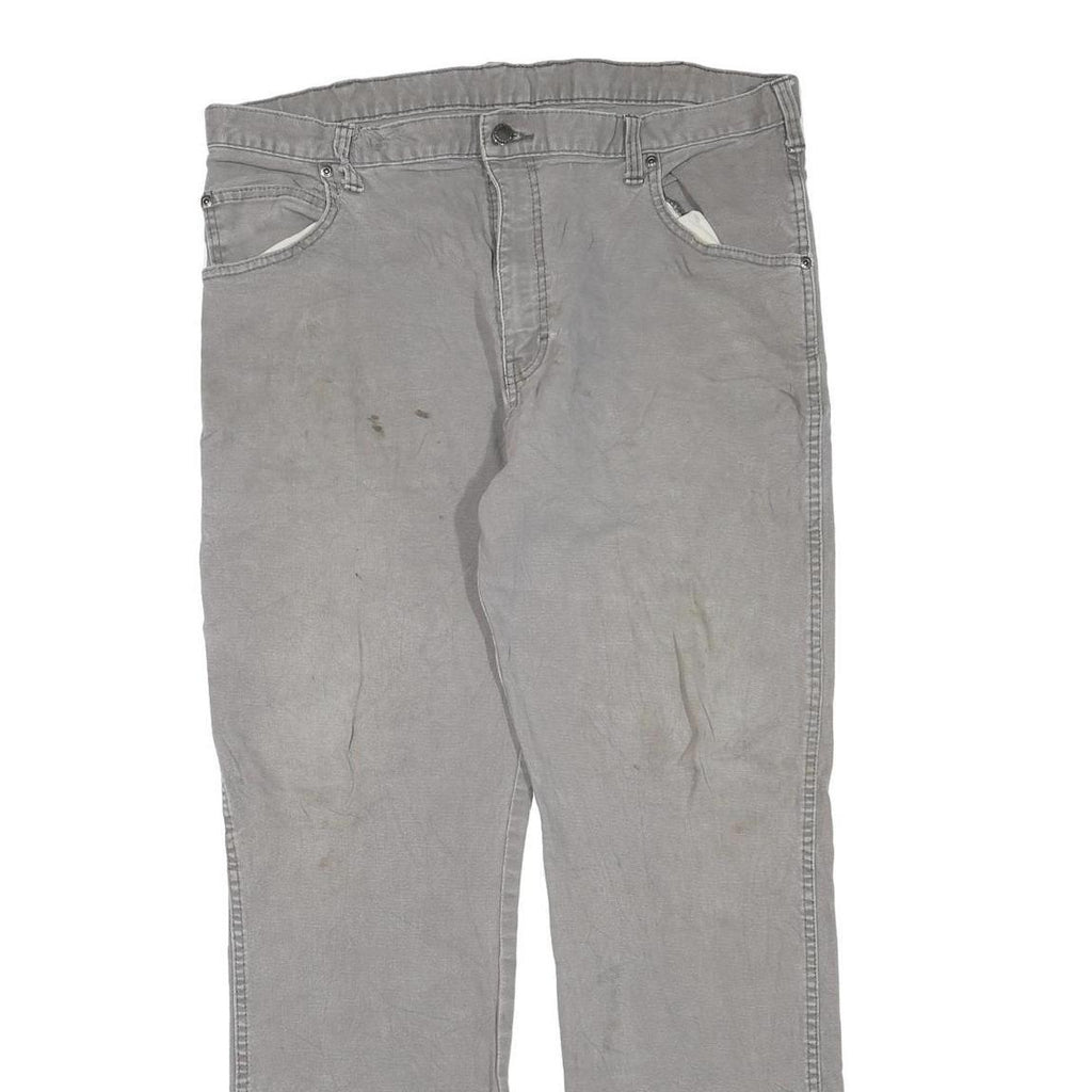 DICKIES Mens Cotton Blend Grey Regular Fit Straight Leg Trousers W36 L32