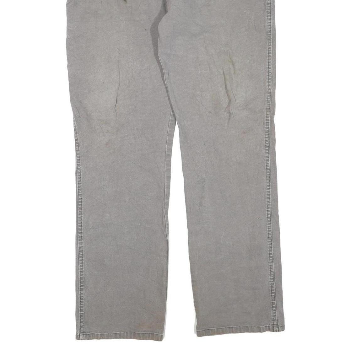 DICKIES Mens Cotton Blend Grey Regular Fit Straight Leg Trousers W36 L32